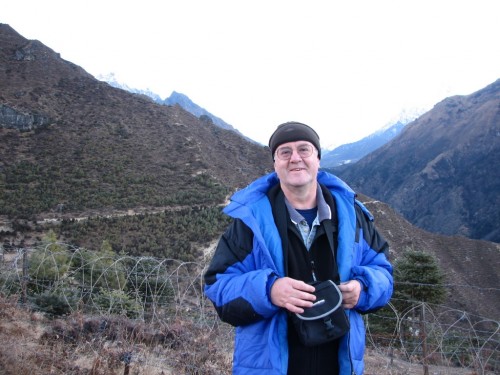 A photo of me with Everest in the background A photo of me with Everest in the background
