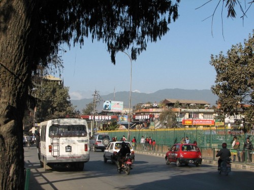 Himalayas from a street in Kathmandu Himalayas from a street in Kathmandu