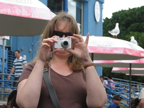My daughter taking a photo of me, Sydney Fish Markets