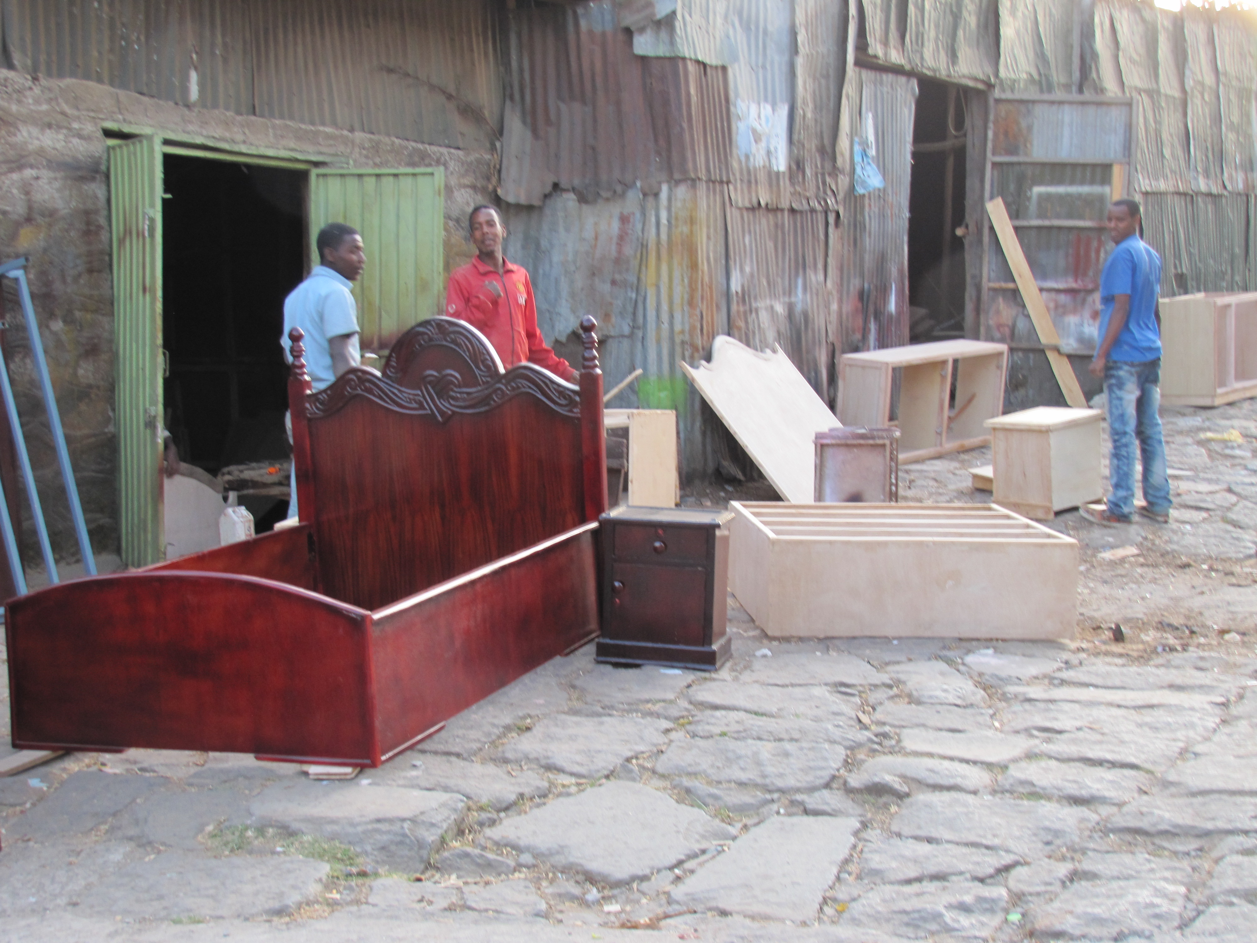 Street scene, Addis Ababa furniture making Trevor's Travels